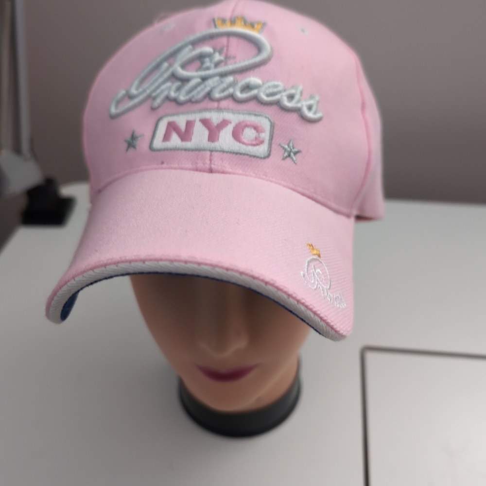 NYC Princess Baseball Cap Pink White Gold Embroidered Crown, Original Owner